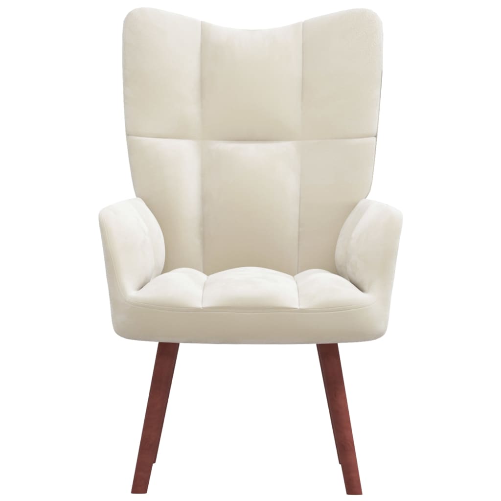 vidaXL Poilsio kėdė, kreminės baltos spalvos, aksomas