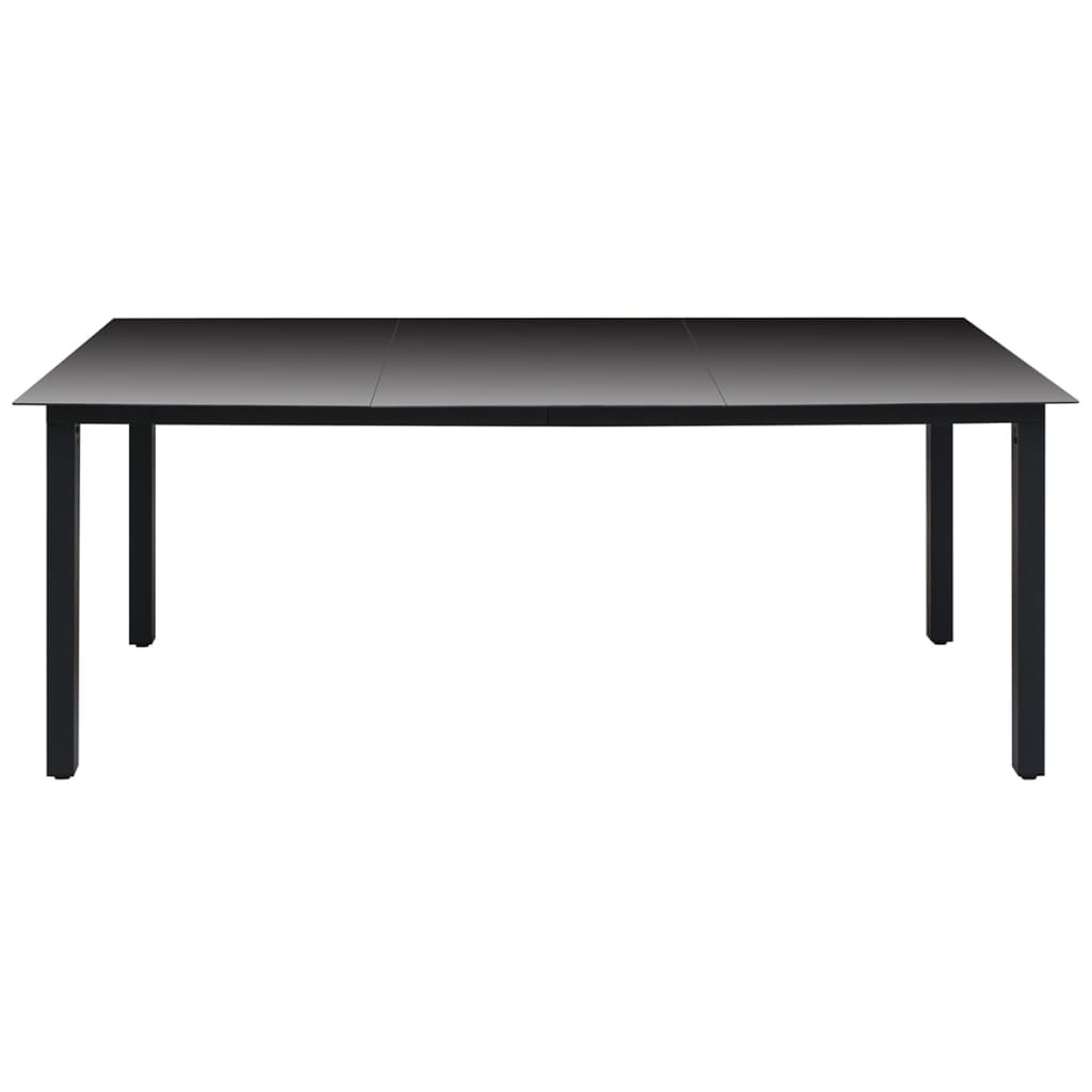 vidaXL Sodo stalas, juodas, 190x90x74cm, aliuminis ir stiklas