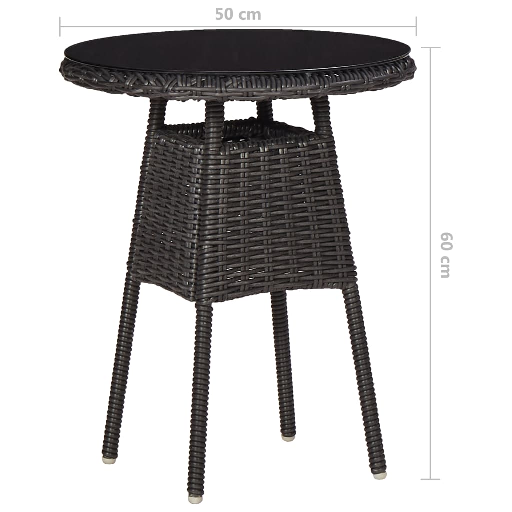 vidaXL Sodo kėdės su arbatos staliuku, 2vnt., juodos, poliratanas