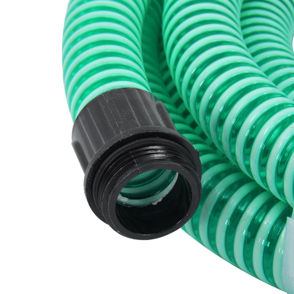 vidaXL Siurbimo žarna su žalvarinėmis jungtimis, žalia, 1,1", 15m, PVC