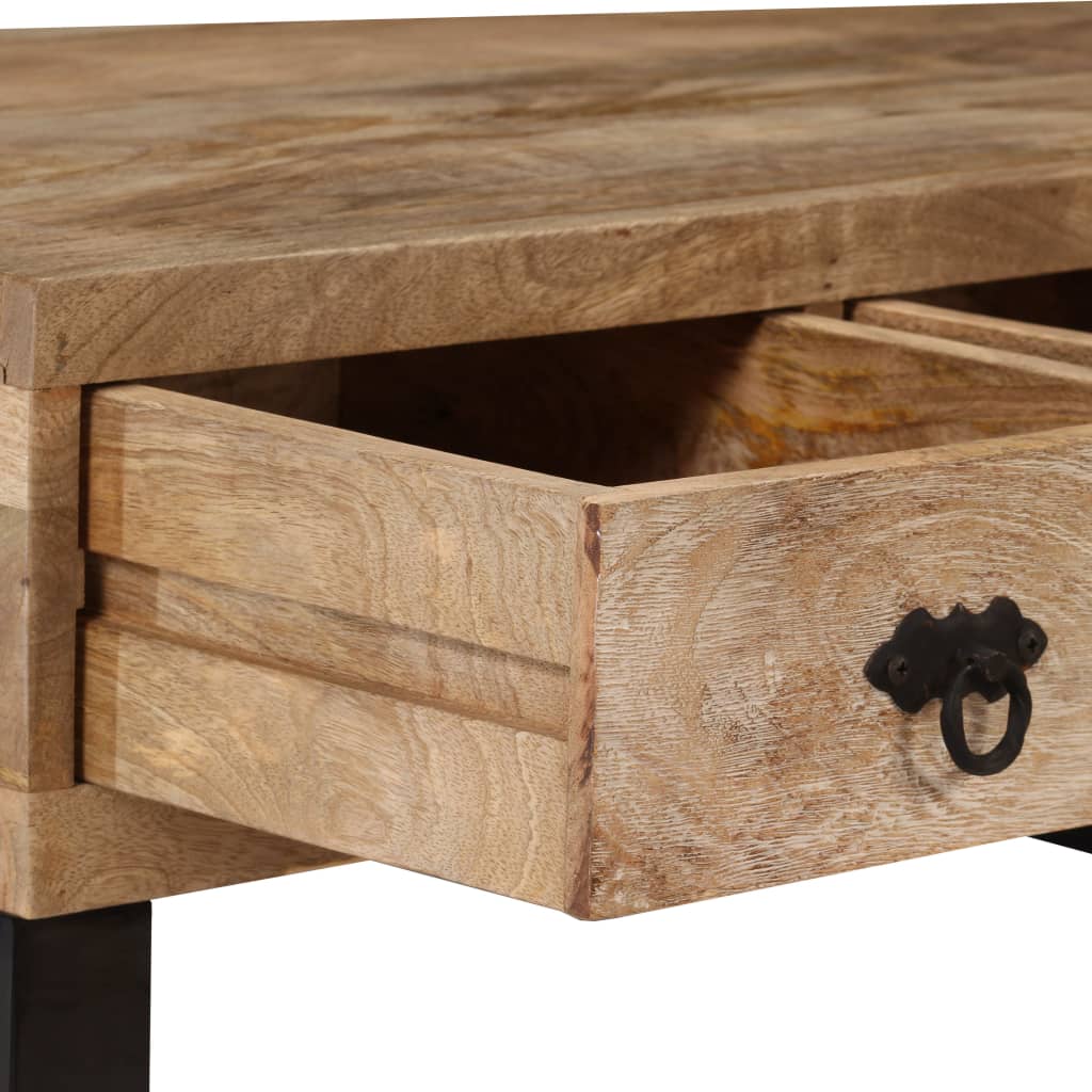 vidaXL Kavos staliukas su 3 stalčiais, mango mediena, 90x50x35 cm