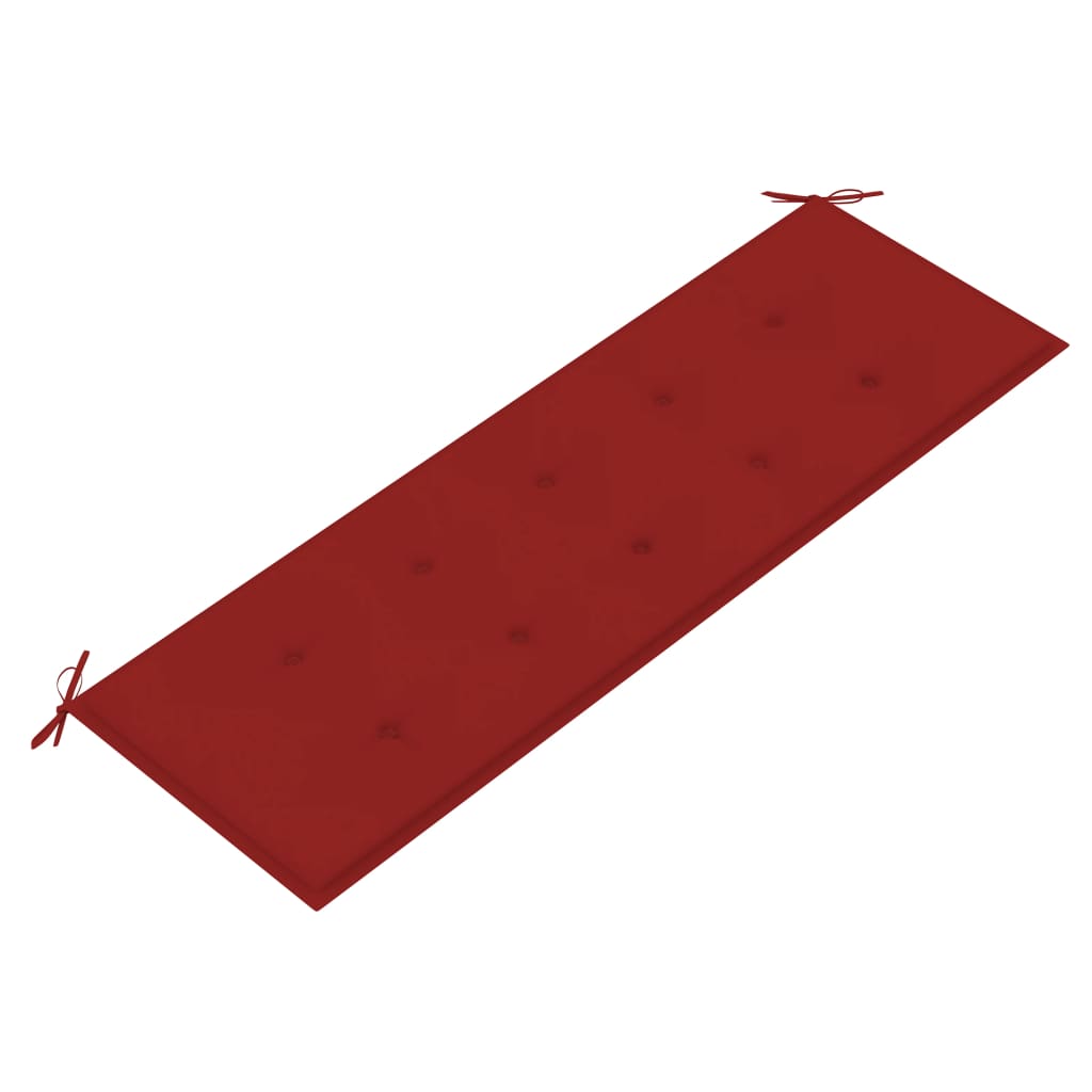 vidaXL Batavia suoliukas su raudona pagalvėle, 150cm, tikmedis