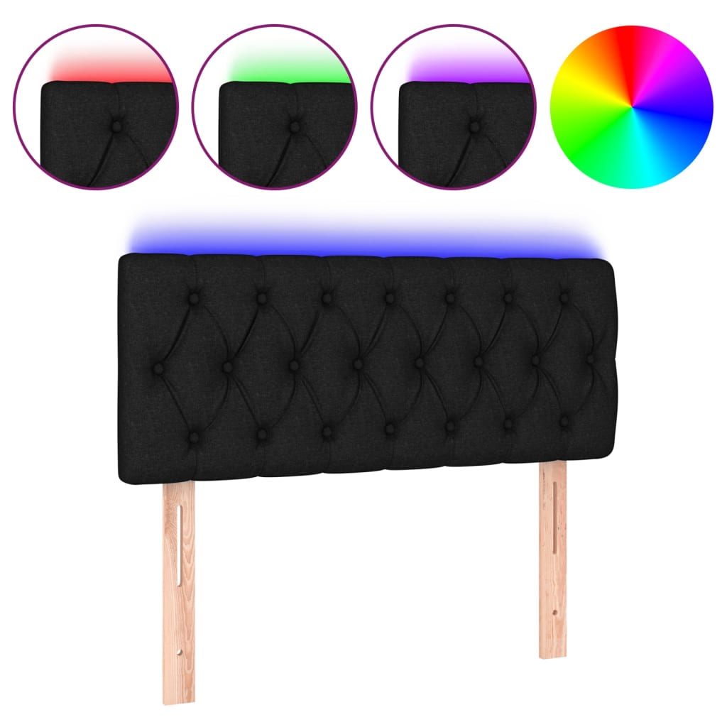vidaXL Galvūgalis su LED, juodos spalvos, 100x7x78/88cm, audinys