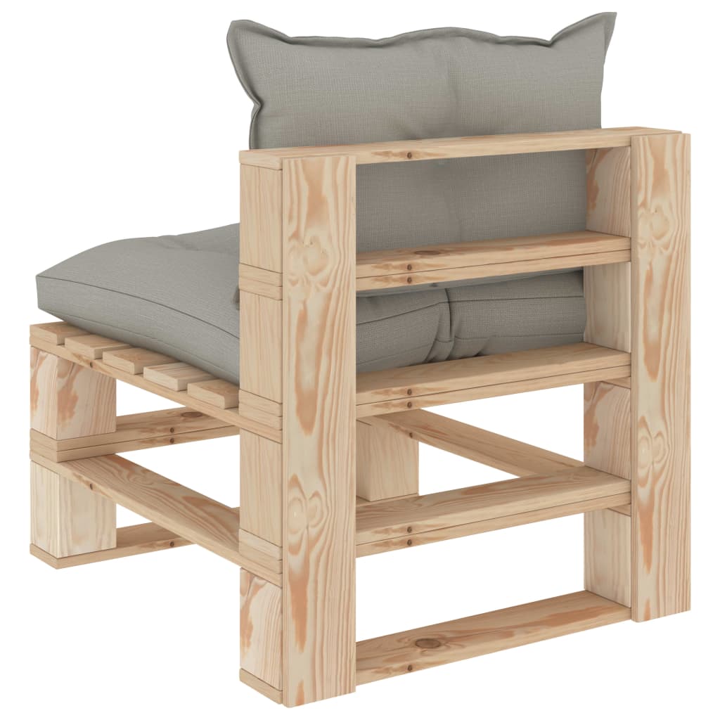 vidaXL Vidurinė sodo sofa iš palečių su taupe pagalvėmis, mediena