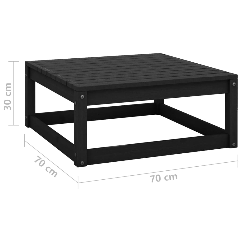 vidaXL Sodo poilsio baldų komplektas, 2 dalių, juodas, pušies masyvas