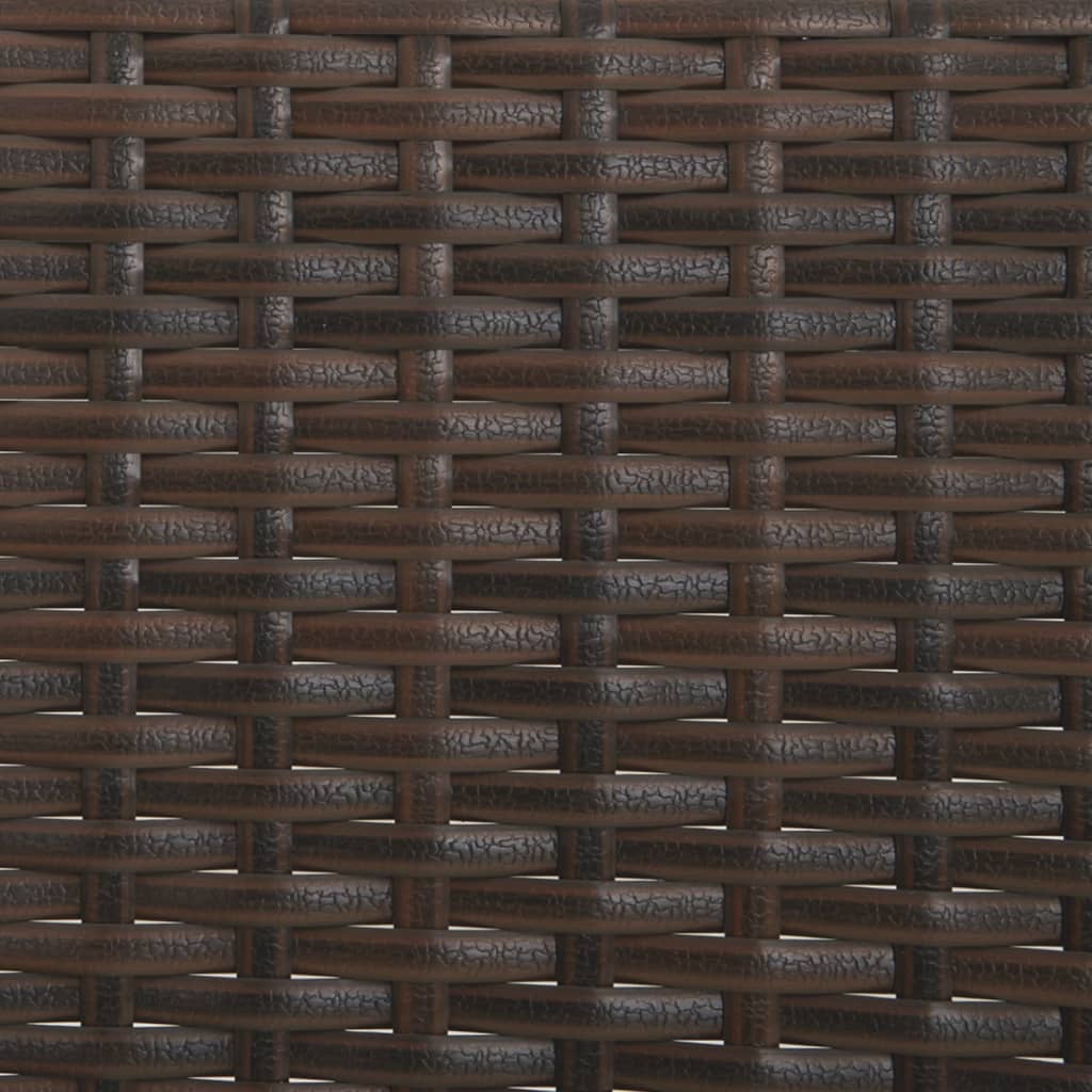 vidaXL Trivietis sodo suoliukas su pagalvėlėmis, rudas, poliratanas
