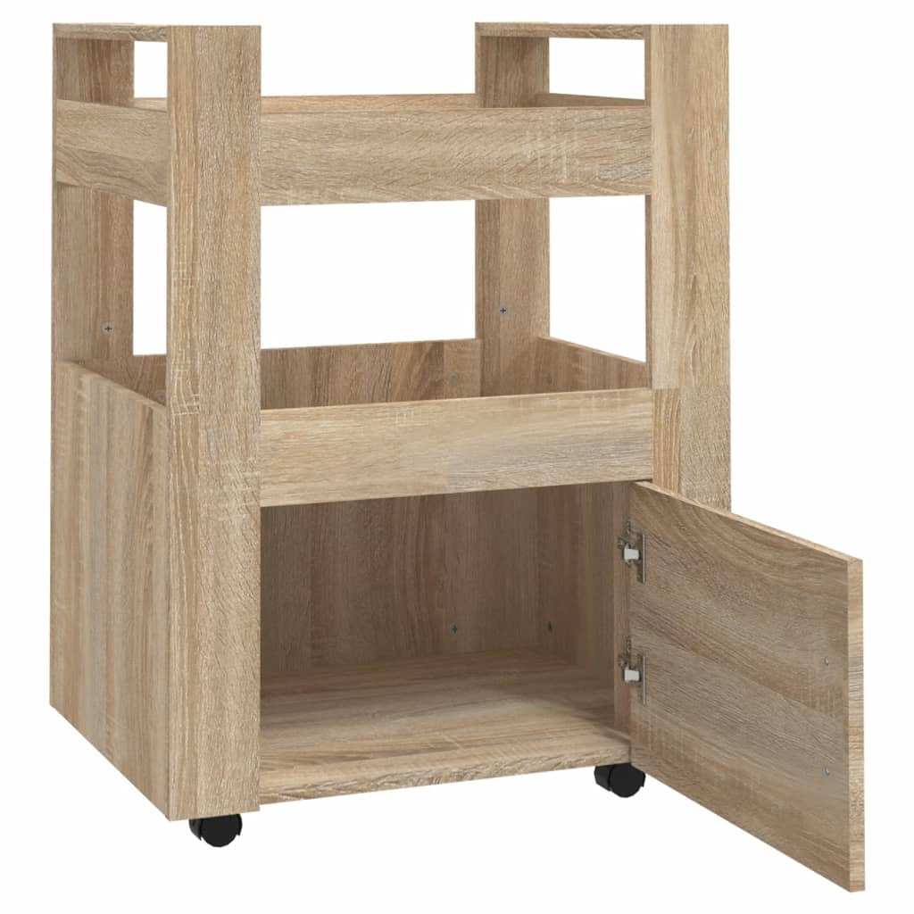 vidaXL Virtuvės vežimėlis, ąžuolo, 60x45x80cm, apdirbta mediena