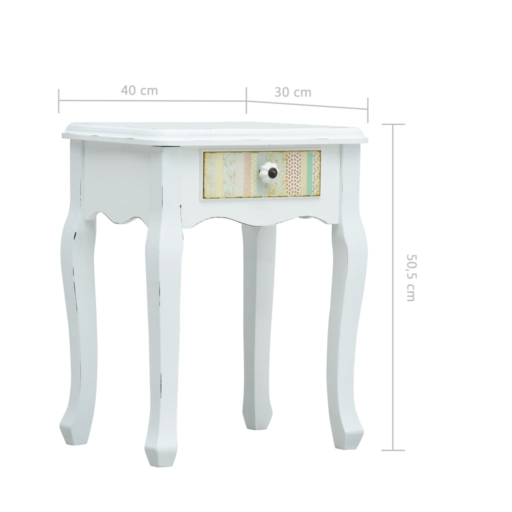 vidaXL Naktinė spintelė, baltos spalvos, 40x30x50,5cm, mediena