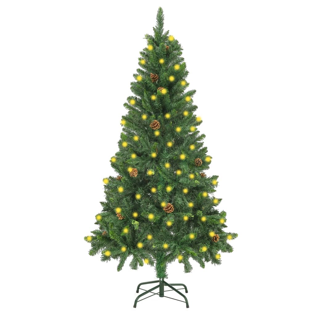 vidaXL Dirbtinė Kalėdų eglutė su pušies kankorėžiais, žalia, 150cm