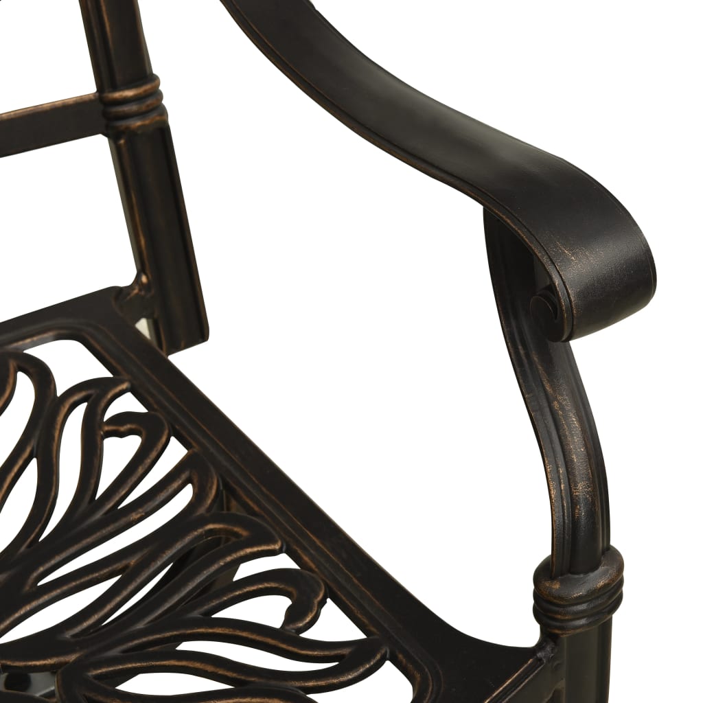 vidaXL Pasukamos sodo kėdės, 2vnt., bronzinės, lietas aliuminis