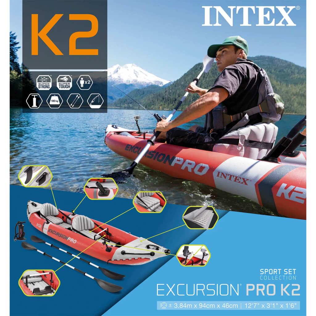Intex Pripučiama baidarė Excursion Pro, 384x94x46cm, 68309NP