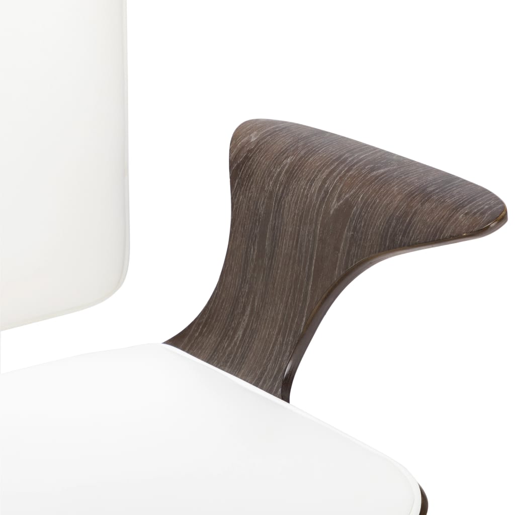 vidaXL Pasukama biuro kėdė, balta, dirbtinė oda ir lenkta mediena
