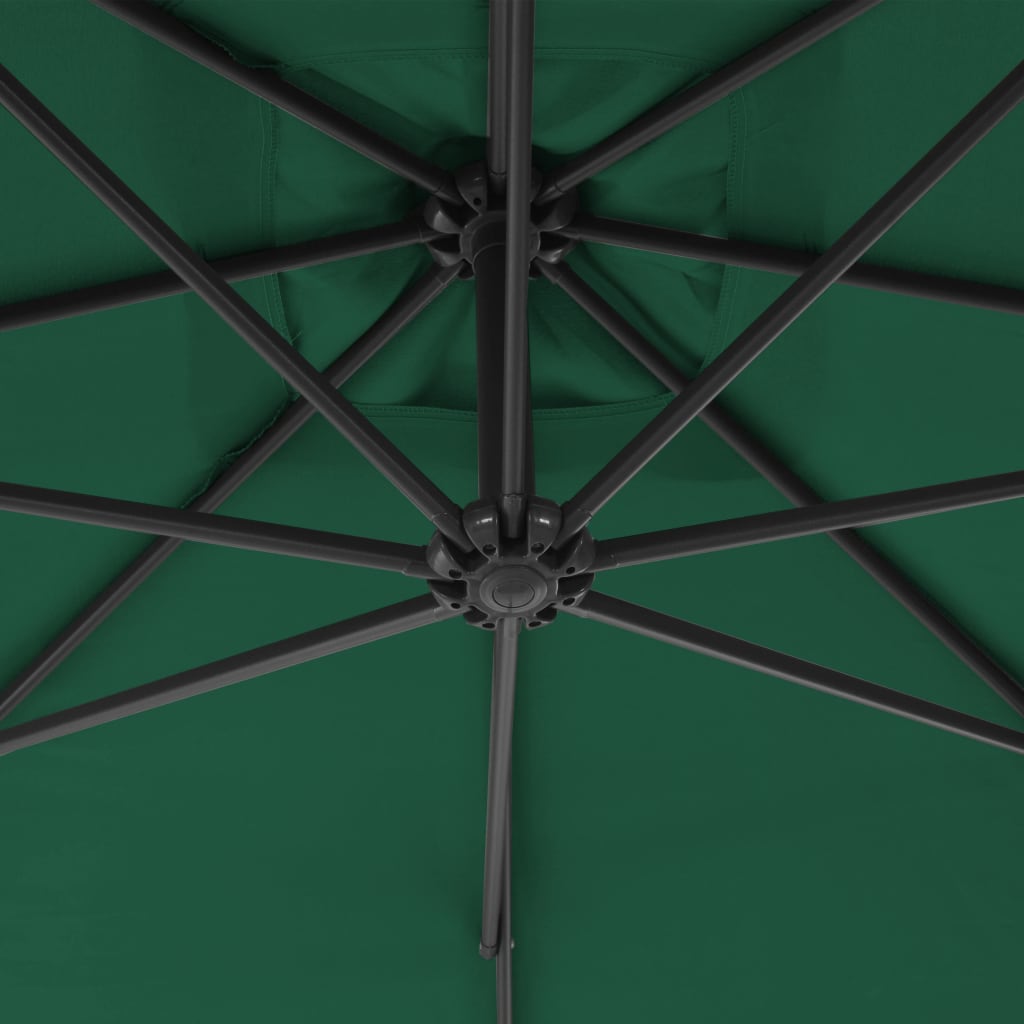 vidaXL Gem. form. saulės skėtis su plien. stulp., žal. sp., 250x250cm