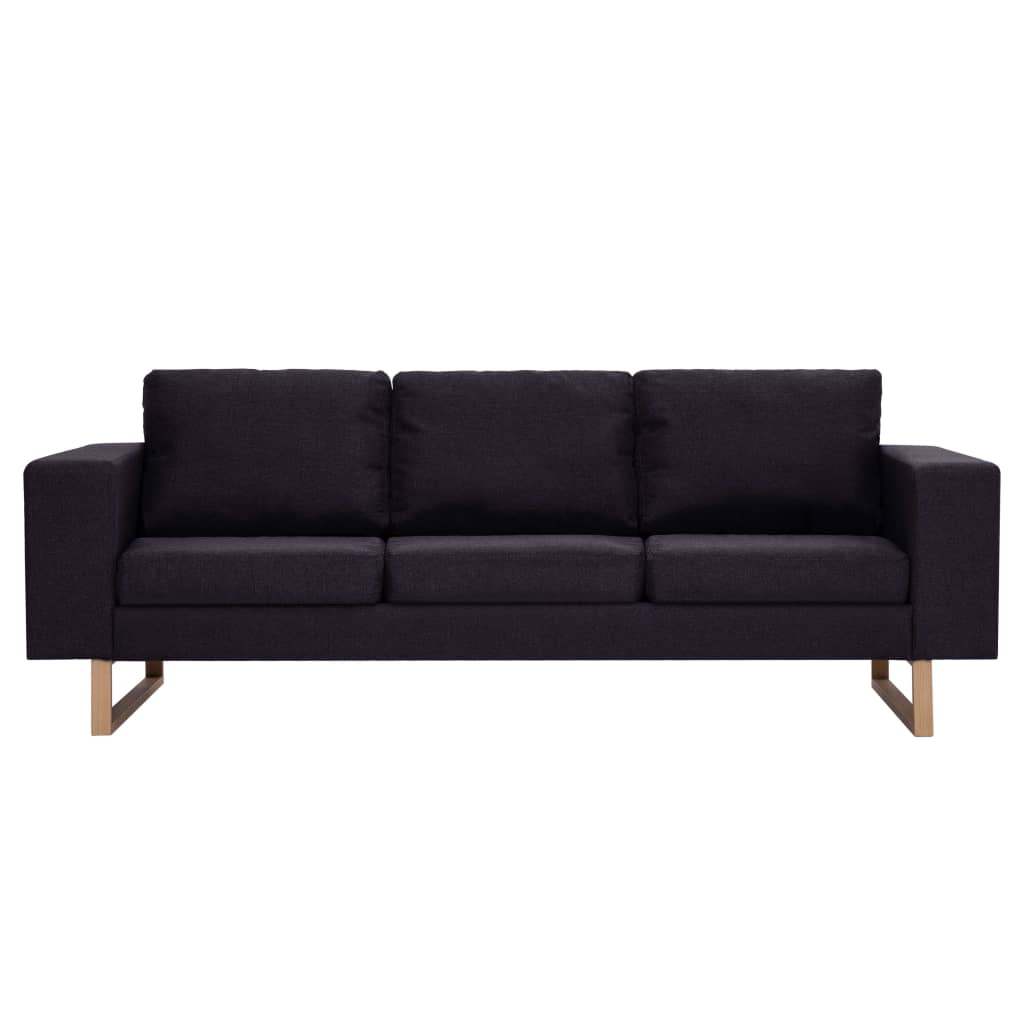 vidaXL Trivietė sofa, juoda, audinys