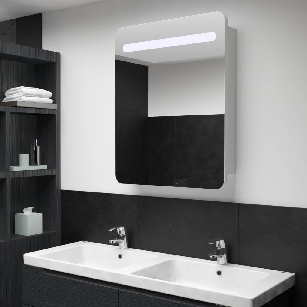 vidaXL Veidrodinė vonios spintelė su LED apšvietimu, 60x11x80cm