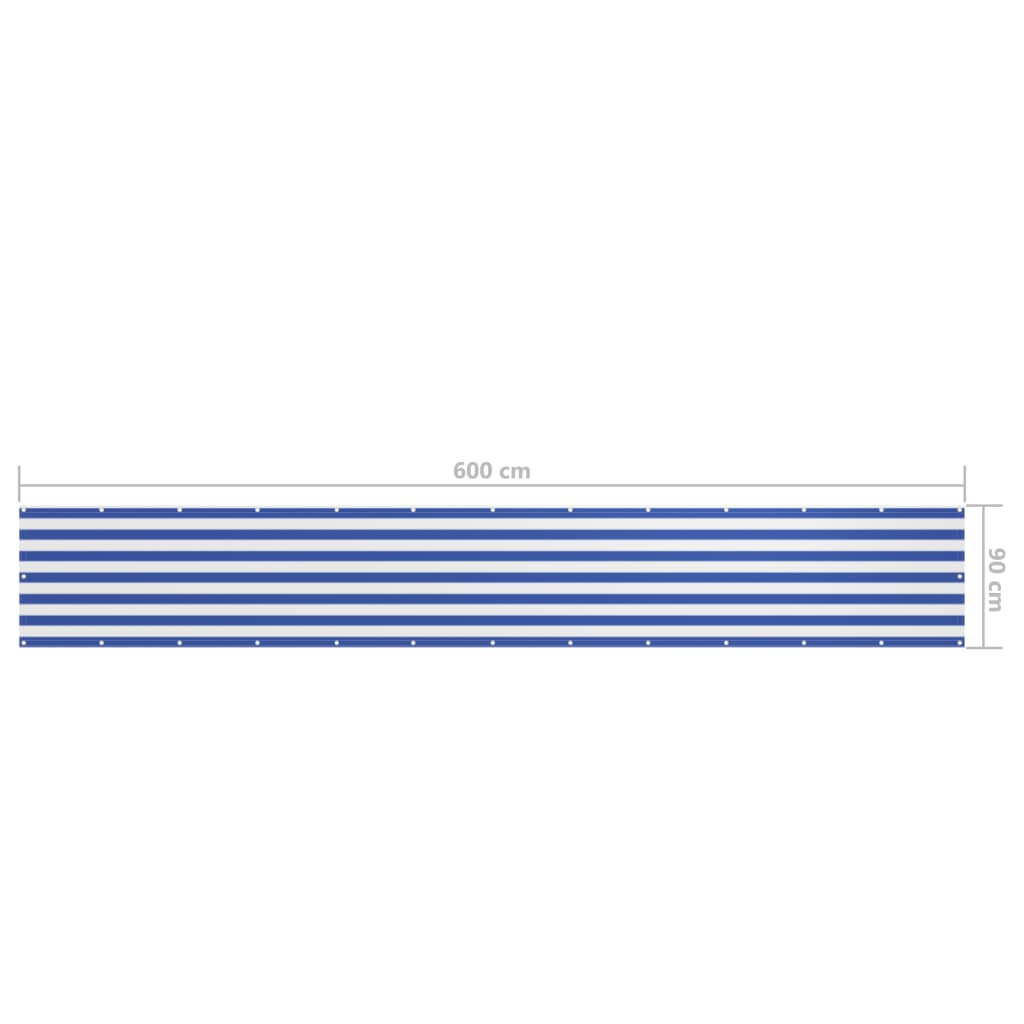 vidaXL Balkono pertvara, balta ir mėlyna, 90x600cm, oksfordo audinys