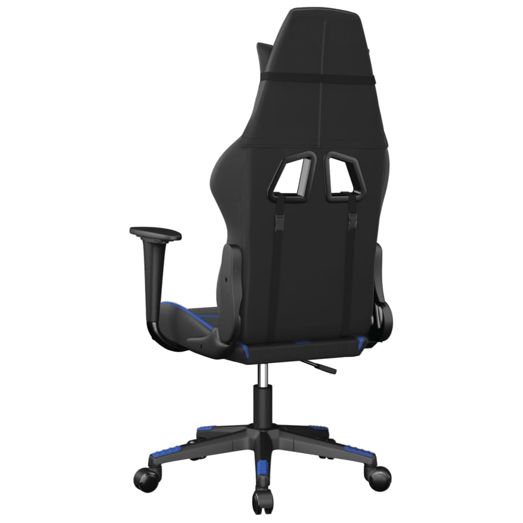 vidaXL Masažinė žaidimų kėdė, juodos ir mėlynos spalvos, dirbtinė oda