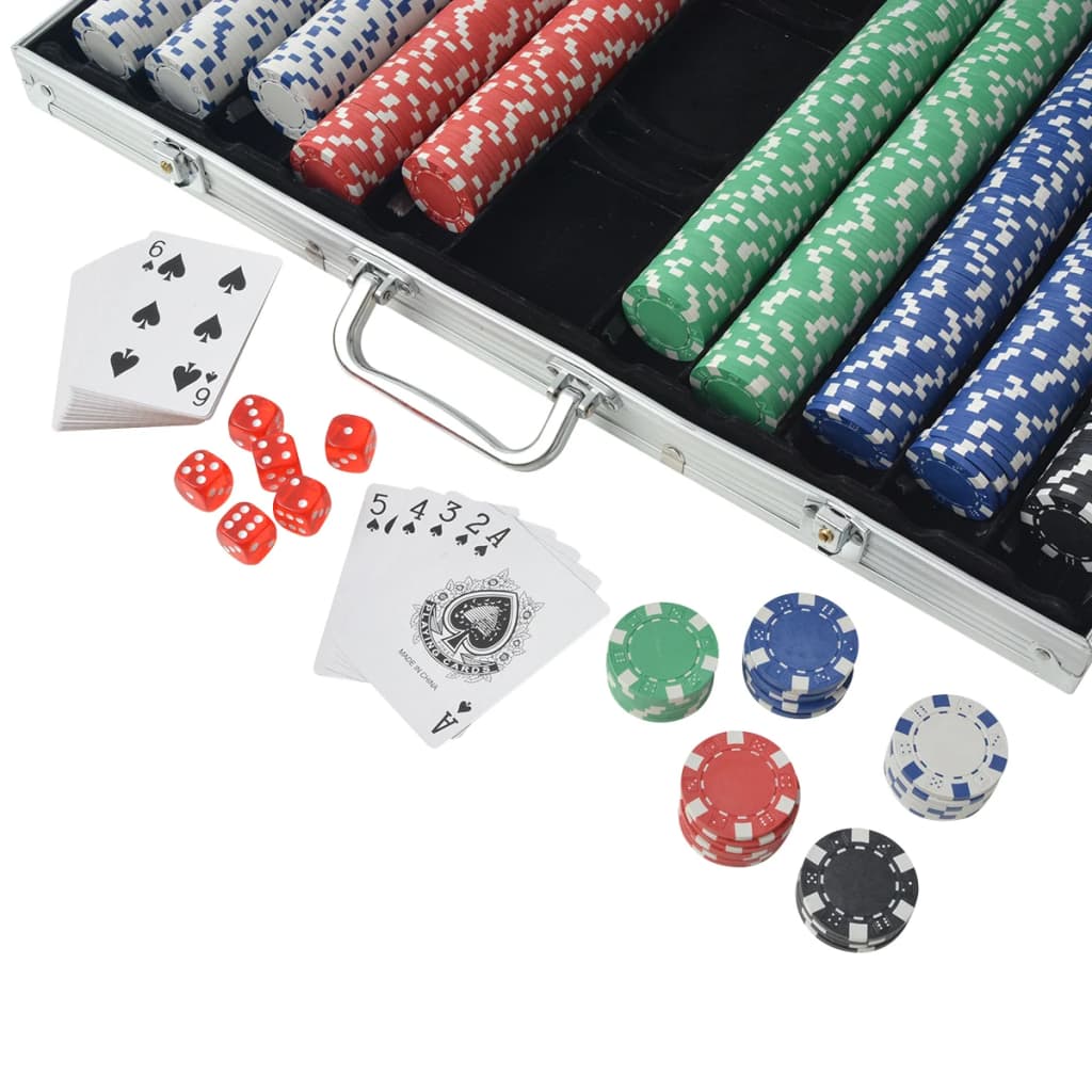 vidaXL Pokerio rinkinys su 1000 žetonų, aliuminis