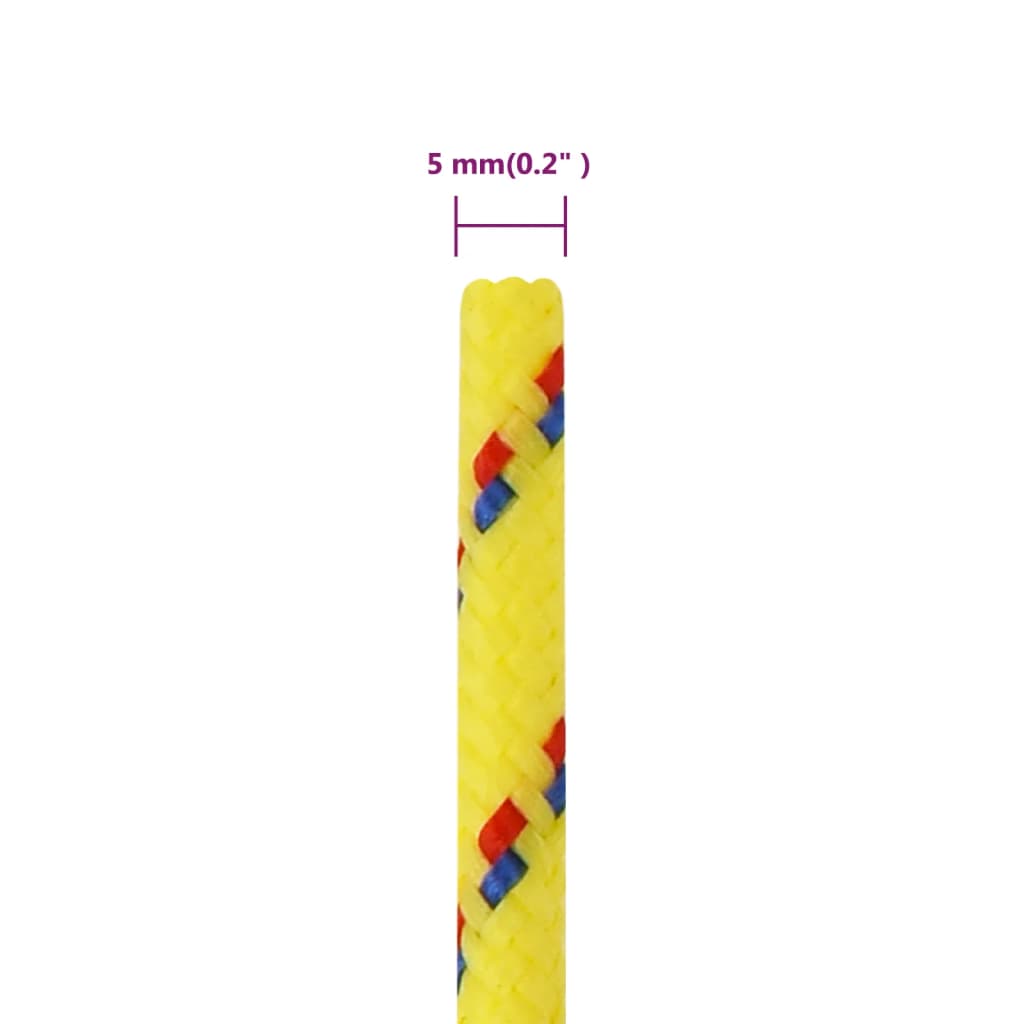 vidaXL Valties virvė, geltonos spalvos, 5mm, 250m, polipropilenas