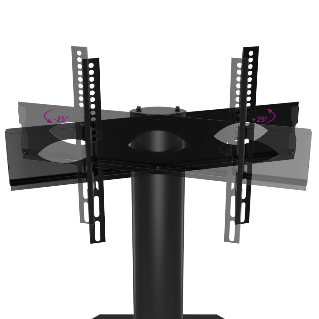 vidaXL Kampinis TV staliukas, 2 aukštų, juodas, 32–70 colių TV