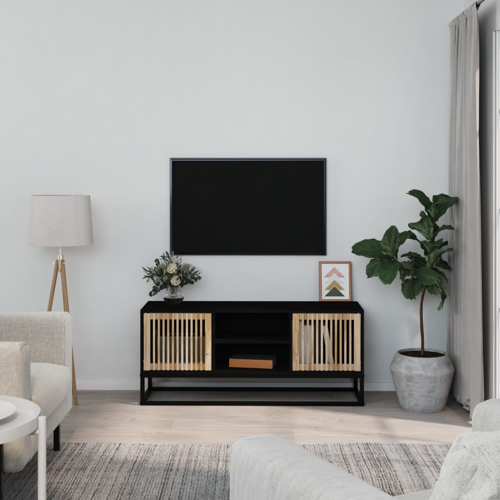 vidaXL Televizoriaus spintelė, juoda, 105x30x45cm, mediena ir geležis