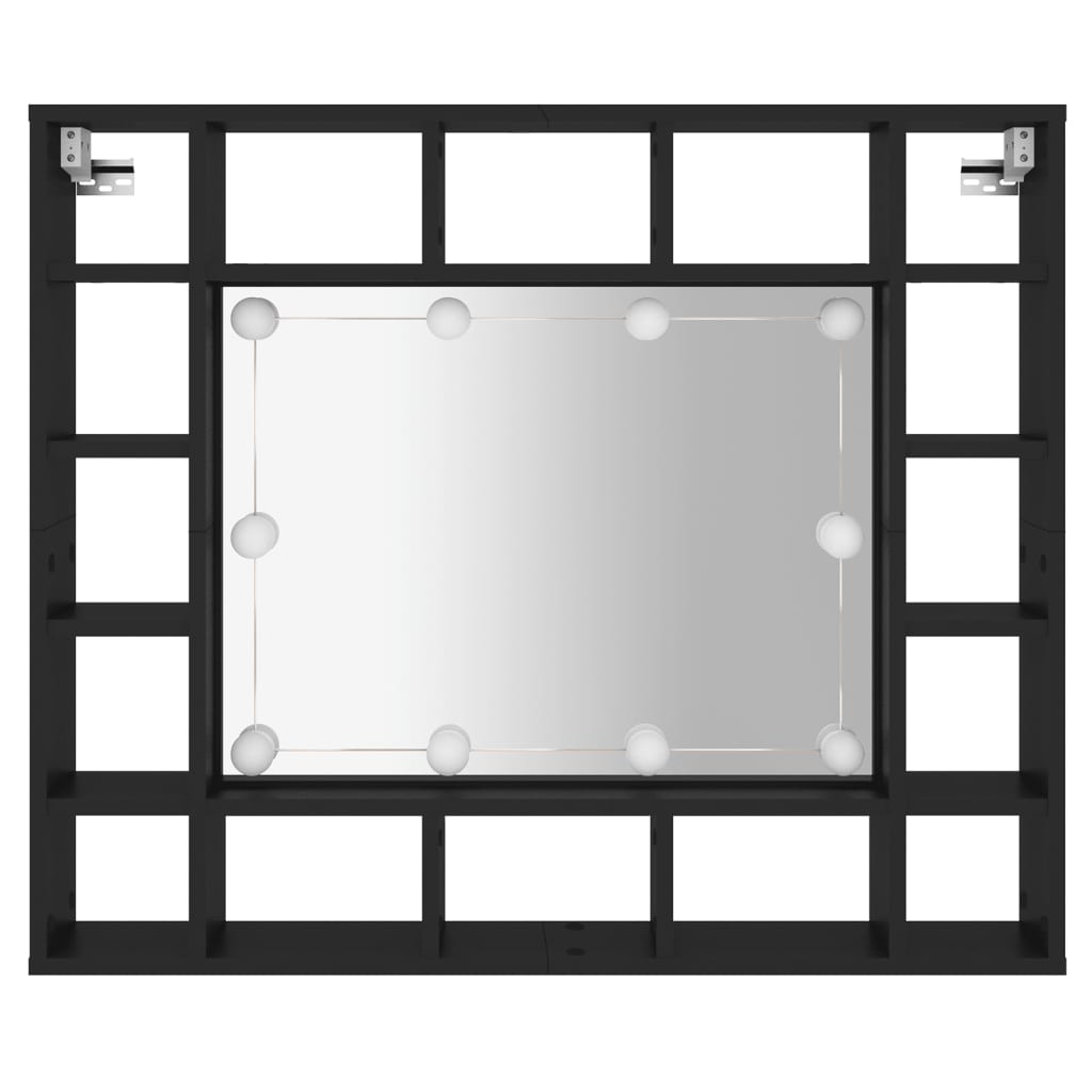 vidaXL Veidrodinė spintelė su LED, juodos spalvos, 91x15x76,5cm