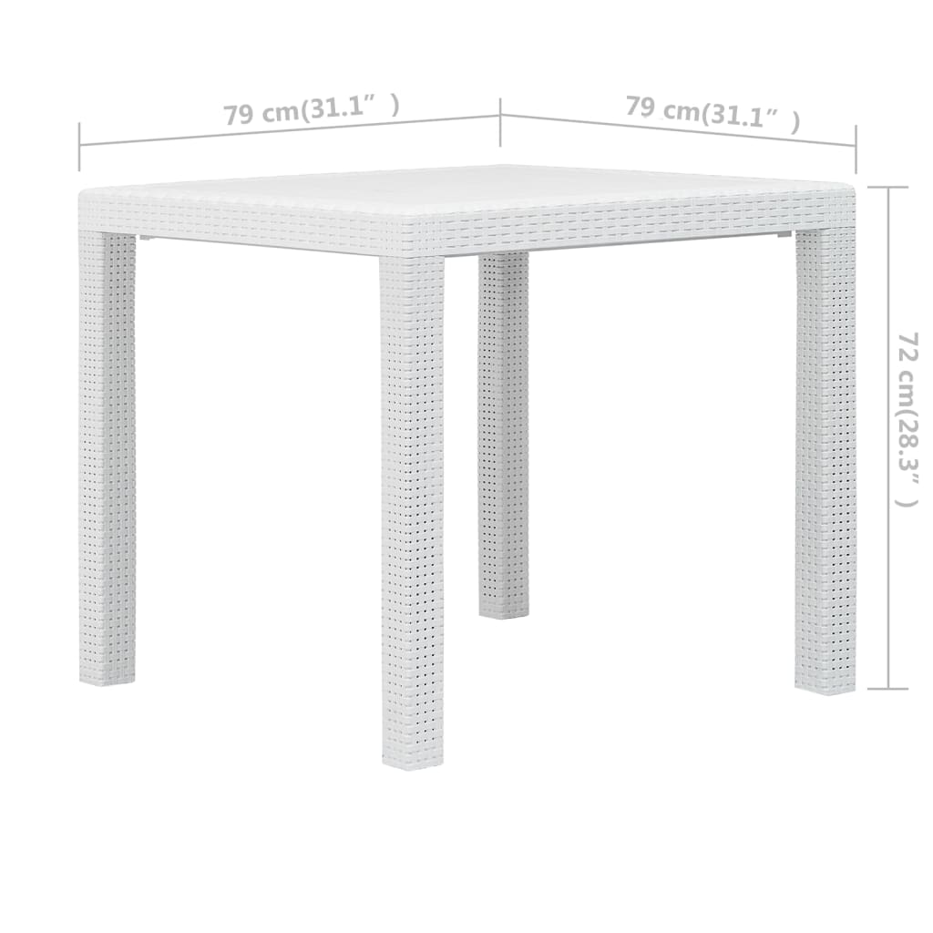 vidaXL Bistro baldų komplektas, 3d., baltos sp., ratano imitacija