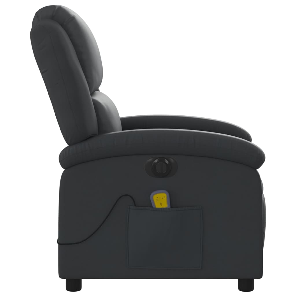 vidaXL Elektrinis atlošiamas masažinis krėslas, juodas, tikra oda