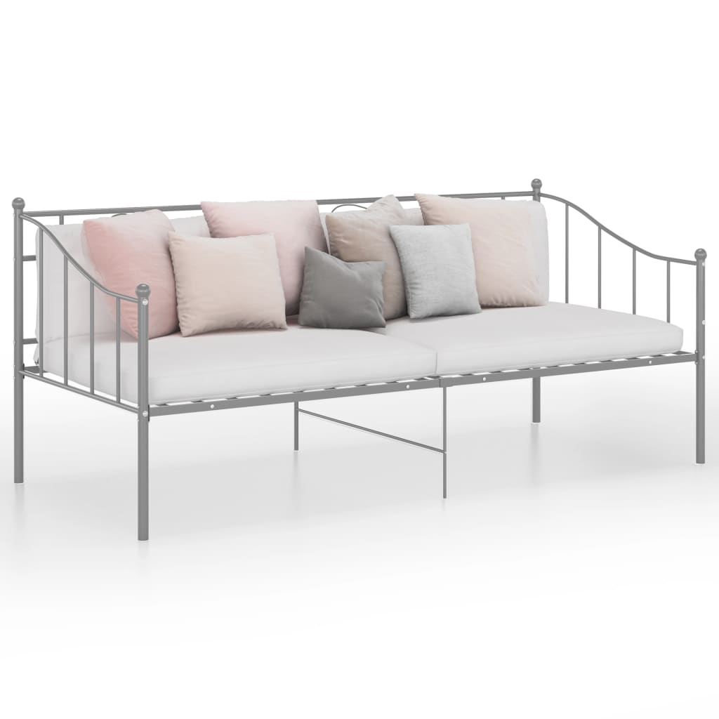 vidaXL Sofos-lovos rėmas, pilkos spalvos, 90x200cm, metalas