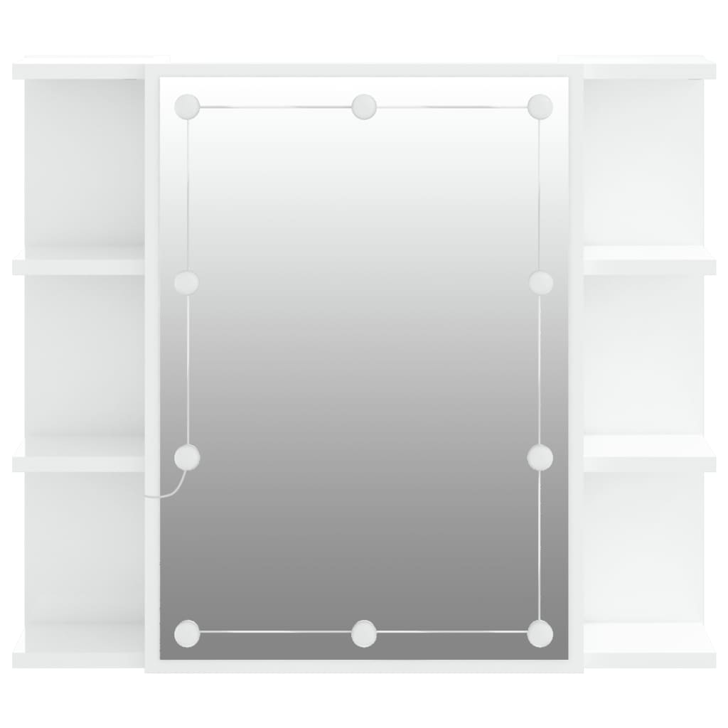 vidaXL Veidrodinė spintelė su LED, balta, 70x16,5x60cm, blizgi
