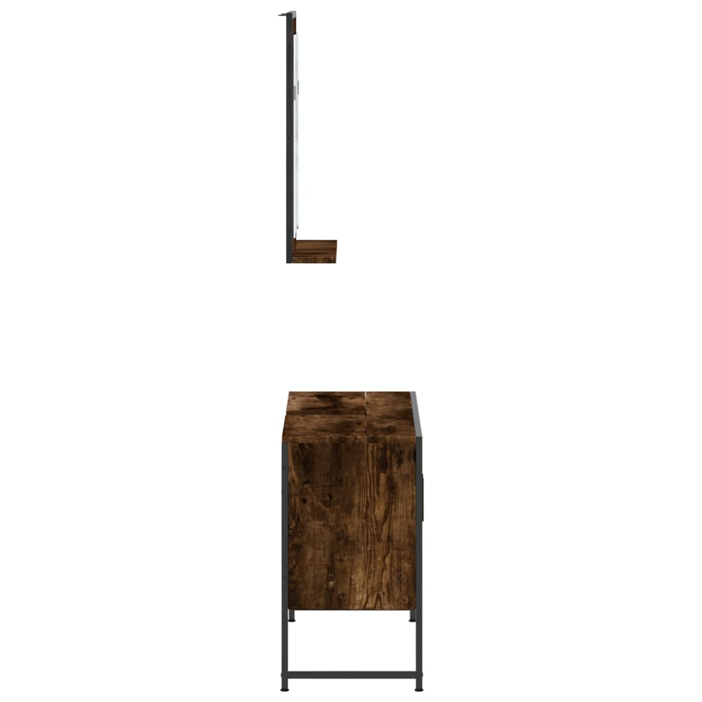 vidaXL Vonios spintelių komplektas, 2 dalių, dūminio ąžuolo, mediena