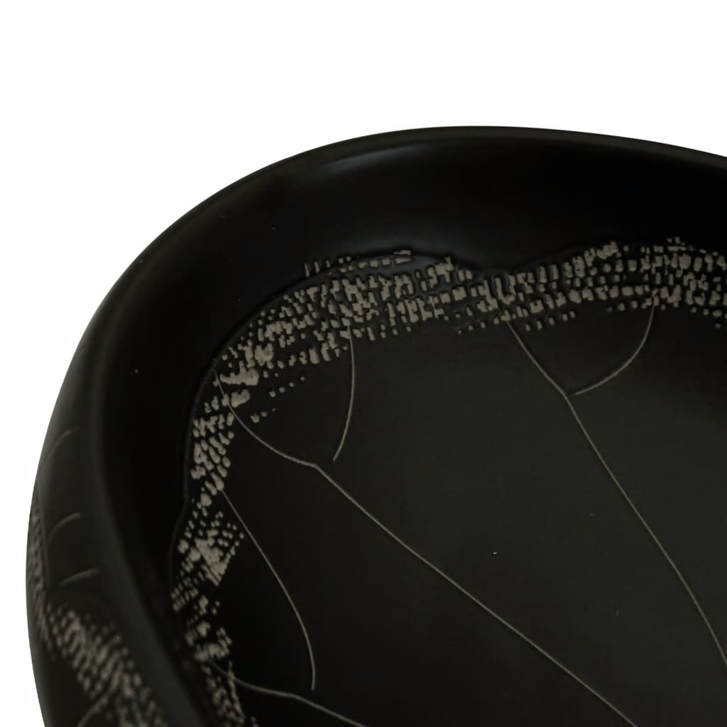 vidaXL Praustuvas ant stalviršio, juodas, 59x40x15cm, keramika, ovalus