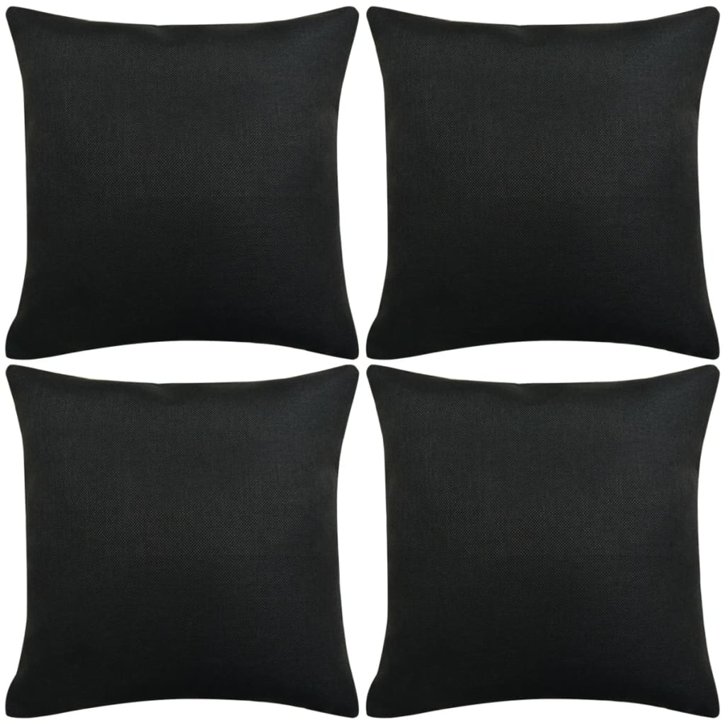 vidaXL Pagalvėlių užvalkalai, 4 vnt., lino imitacija, juodi, 40 x 40 cm