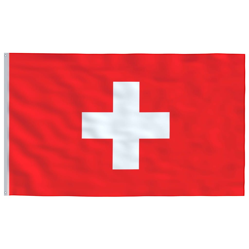 vidaXL Šveicarijos vėliava su stiebu, aliuminis, 4m