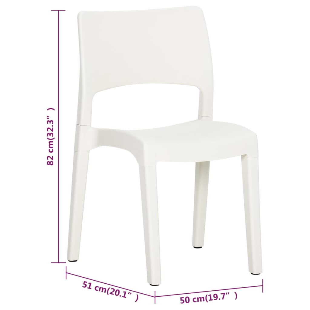 vidaXL Sodo kėdės, 2vnt., baltos spalvos, polipropilenas