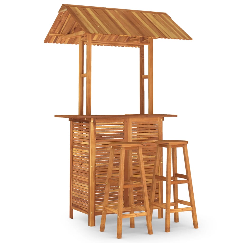 vidaXL Sodo baro baldų komplektas, 3 dalių, akacijos medienos masyvas