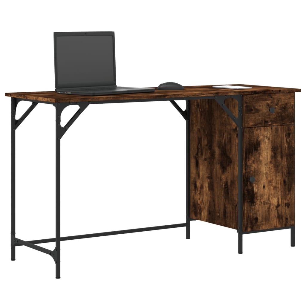 vidaXL Kompiuterio stalas, dūminio ąžuolo, 131x48x75cm, mediena
