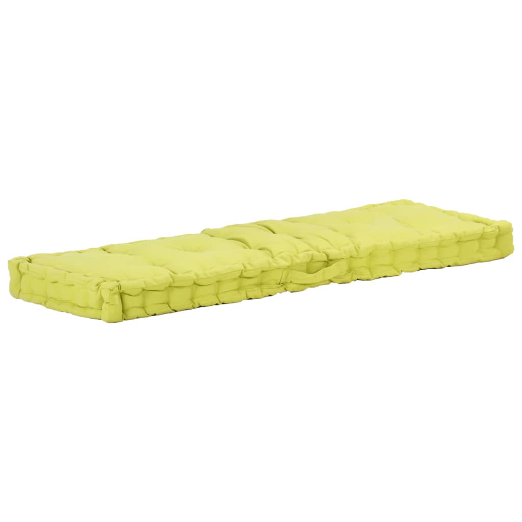 vidaXL Paletės/grindų pagalvėlė, žalios spalvos, 120x40x7cm, medvilnė