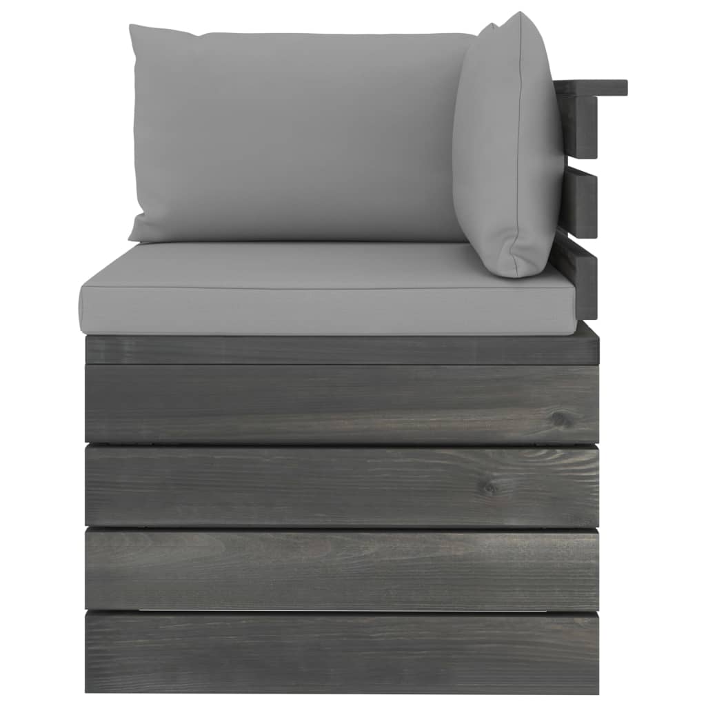 vidaXL Kampinė sodo sofa iš palečių su pagalvėlėmis, pušies mediena