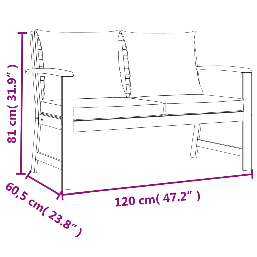 vidaXL Sodo komplektas su pagalvėlėmis, 9 dalių, akacijos masyvas