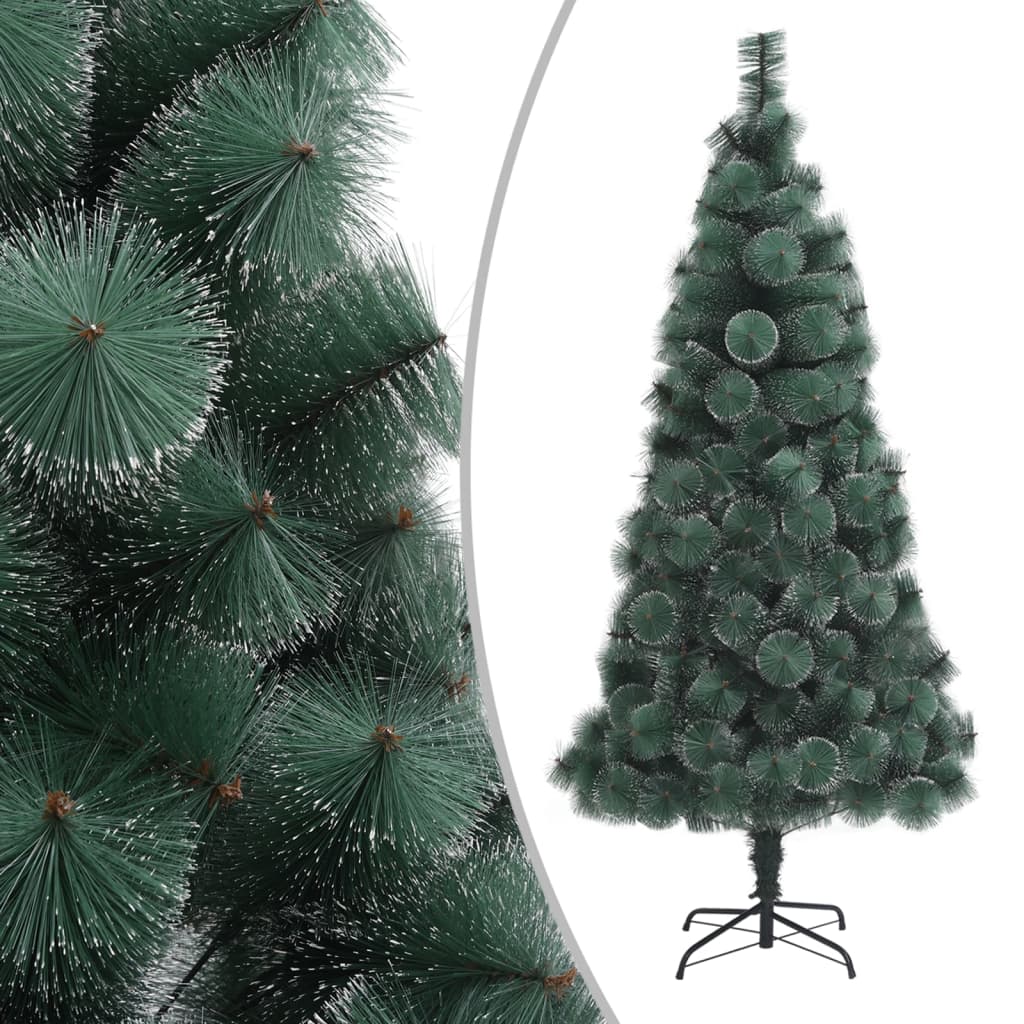 vidaXL Dirbtinė apšviesta Kalėdų eglutė su stovu, žalia, 210cm, PET