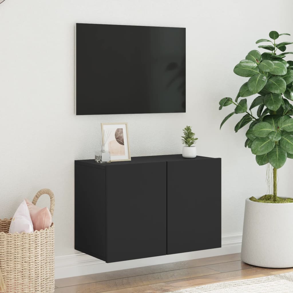 vidaXL Prie sienos montuojama TV spintelė, juodos spalvos, 60x30x41cm