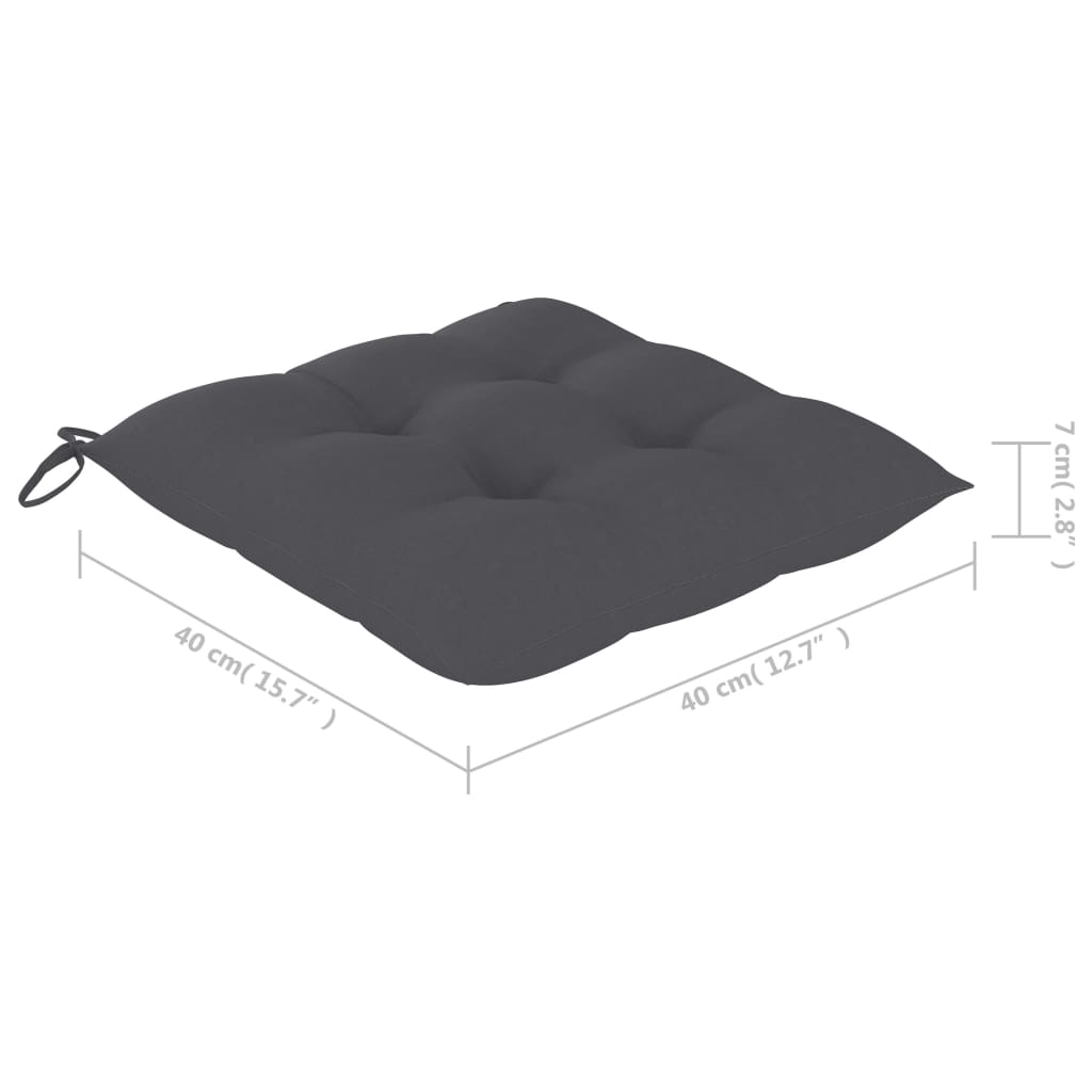 vidaXL Bistro komplektas su antracito pagalvėlėmis, 3 dalių, tikmedis