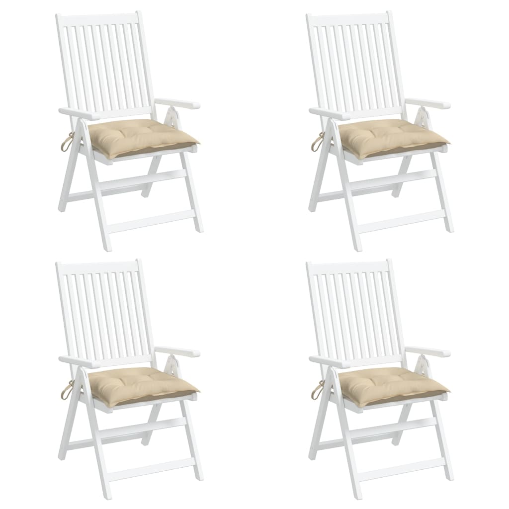 vidaXL Kėdės pagalvėlės, 4vnt., smėlio, 40x40x7cm, oksfordo audinys