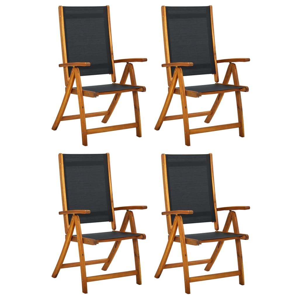 vidaXL Sulankstomos sodo kėdės, 4vnt., akacija ir tekstilenas