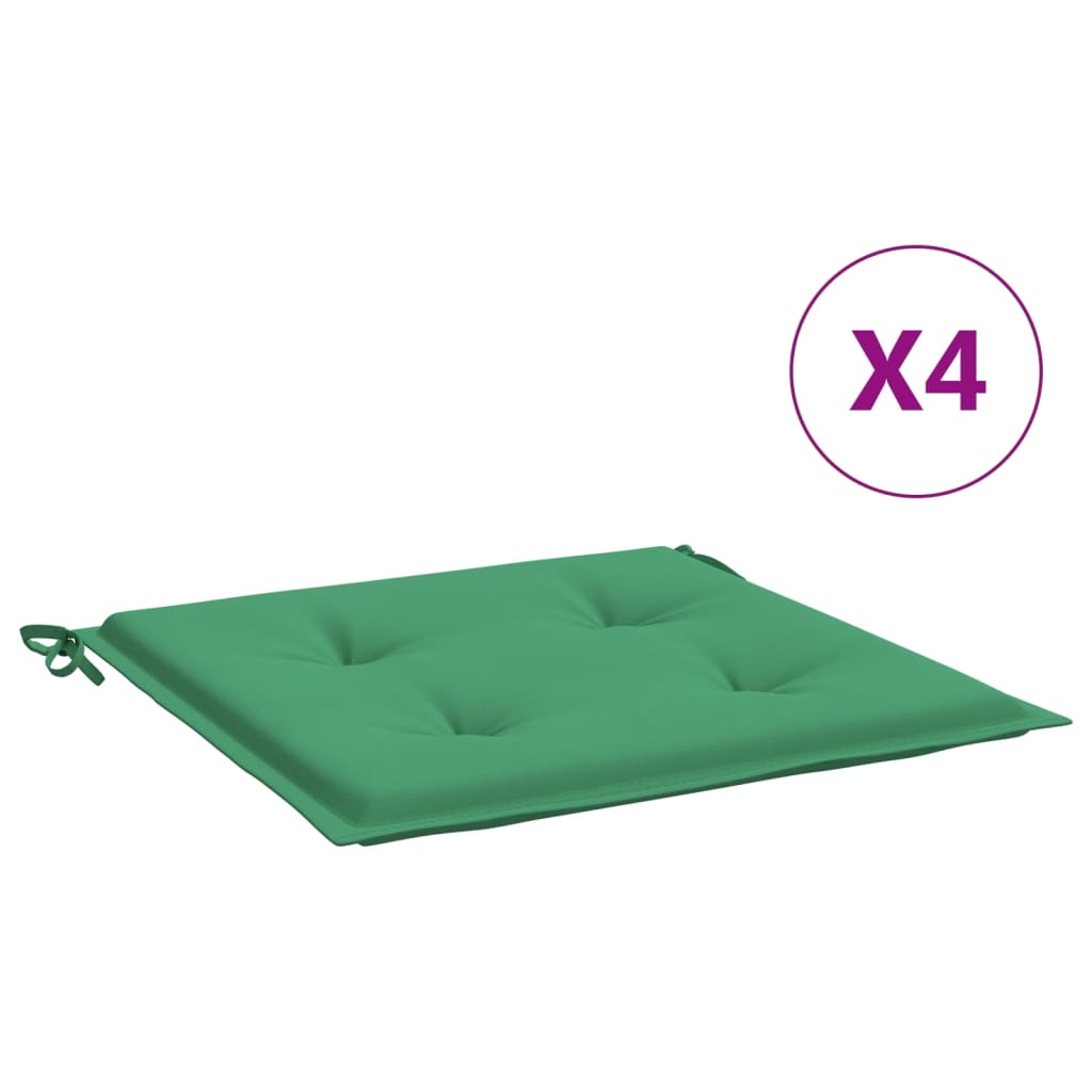 vidaXL Sodo kėdės pagalvėlės, 4vnt., žalios, 50x50x3cm, audinys