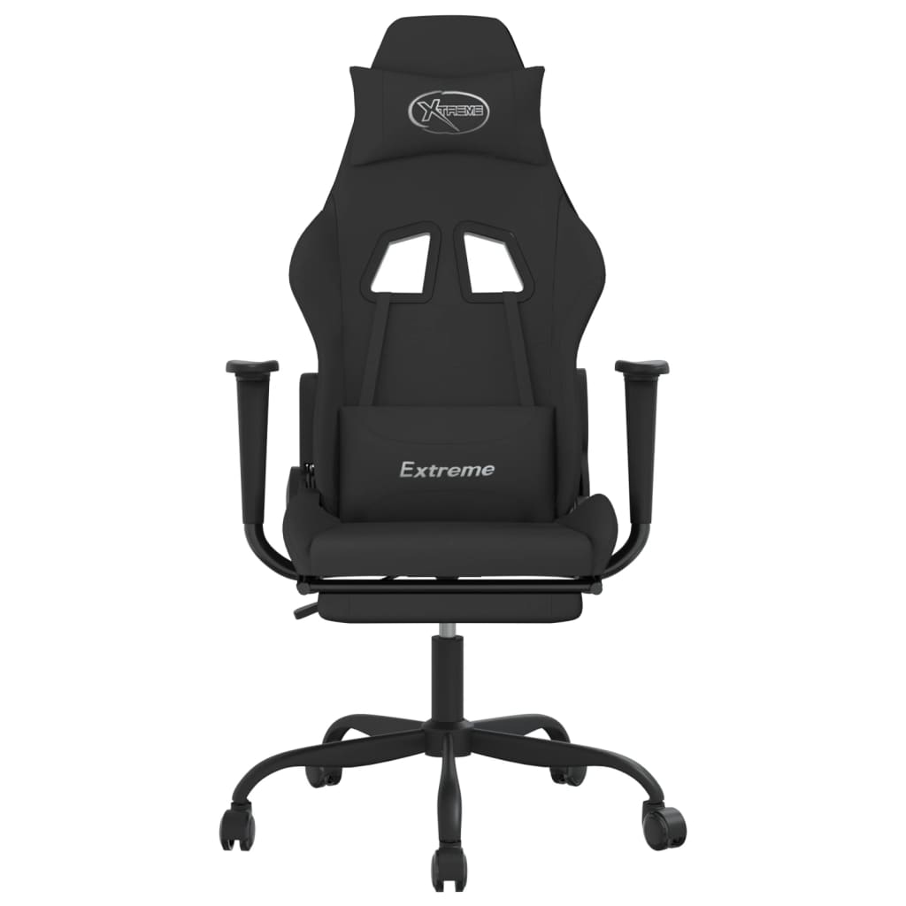 vidaXL Žaidimų kėdė su pakoja, juodos spalvos, audinys