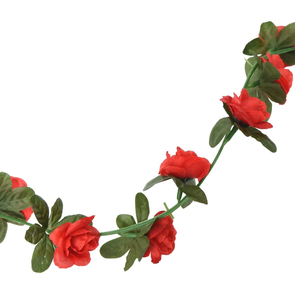 vidaXL Dirbtinių gėlių girliandos, 6vnt., raudonos spalvos, 240cm