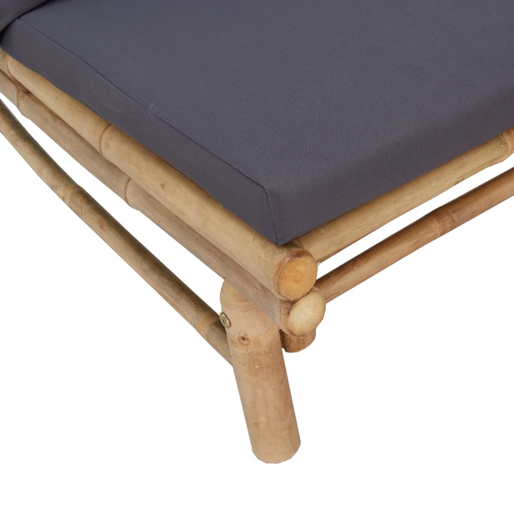 vidaXL Sodo komplektas su pilkomis pagalvėlėmis, 3 dalių, bambukas