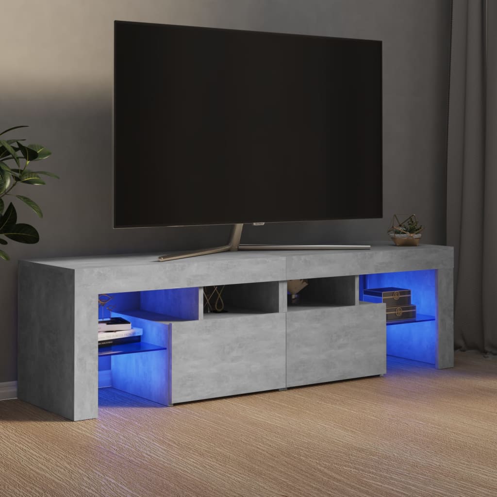 vidaXL Televizoriaus spintelė su LED, betono pilka, 140x36,5x40cm